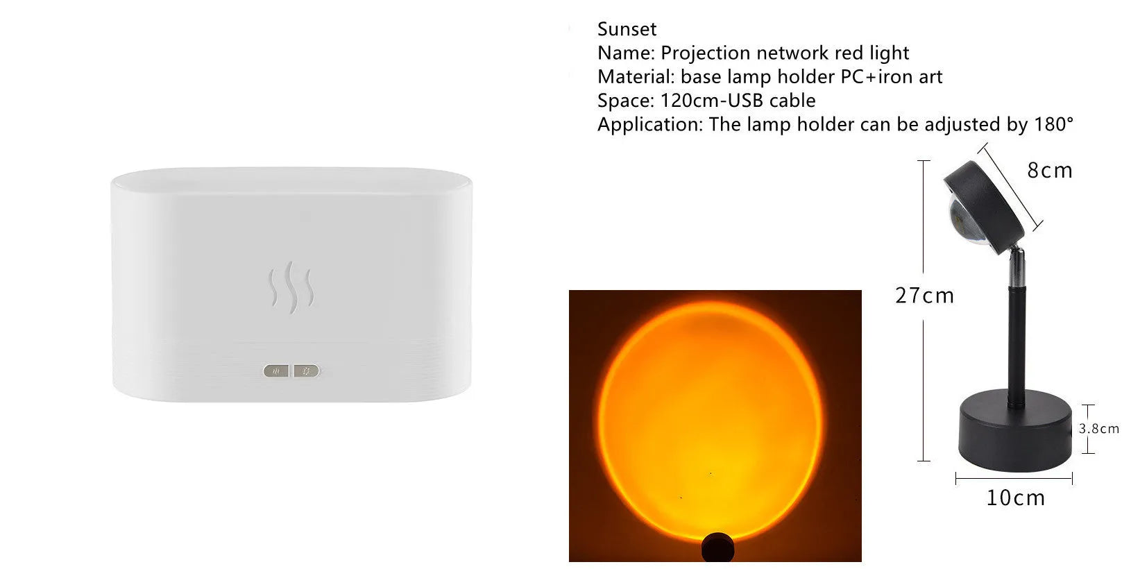 Square black ultrasonic aroma diffuser with flame light effect and mist output
