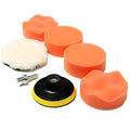 Car polishing sponge set with 7 flat wave 3-inch foam wheels on plastic plates for auto detailing