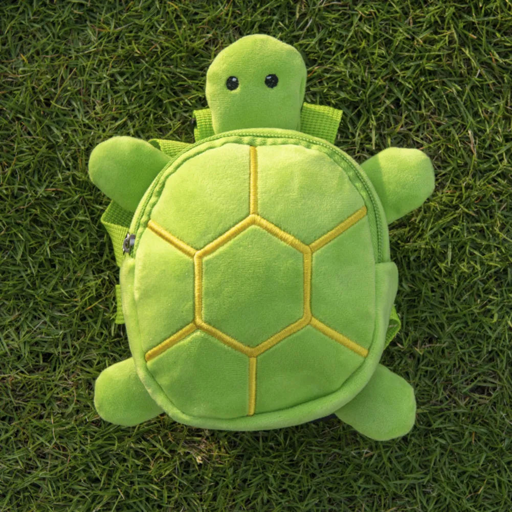Cartoon turtle shaped pet backpack harness with no-pull design and metal zipper in velvet material
