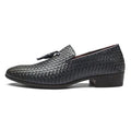 Men's genuine leather lace-up oxford formal shoes available in black, blue, and gray sizes 38-48