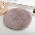 Round polyester pet bed for small dogs and cats, 40cm diameter, light grey colour, with raised edge