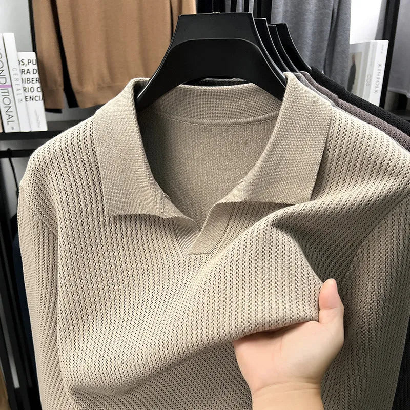 Men's loose pullover sweater in green, black, camel, or brown colours for autumn casual wear