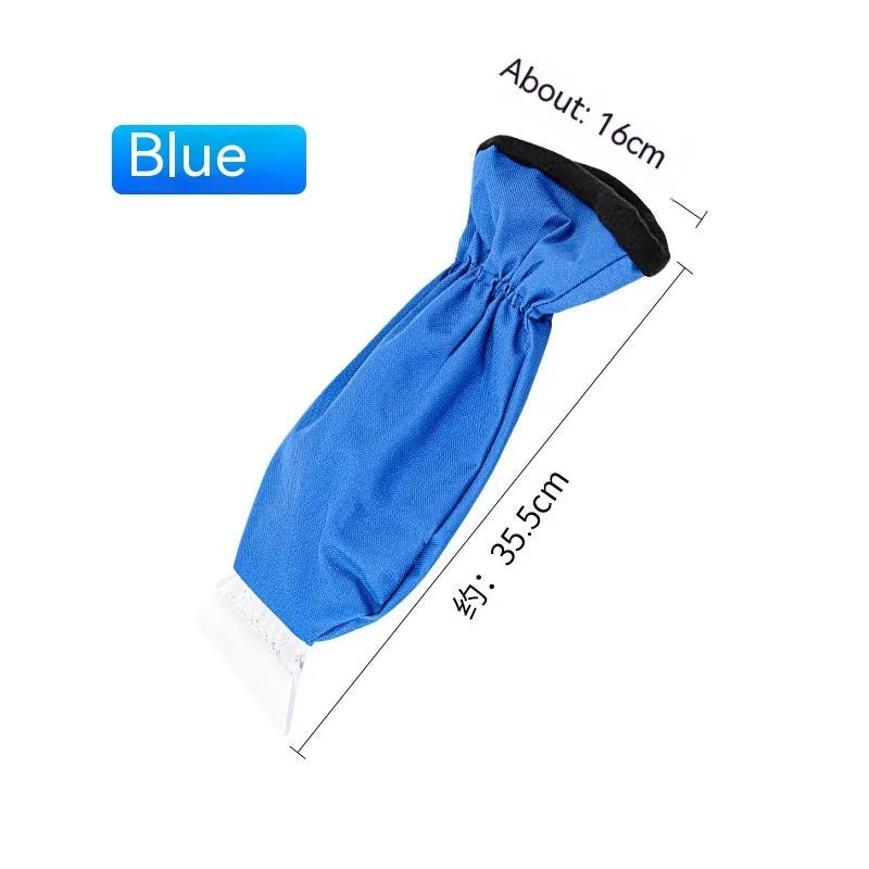 Car multifunction ice sweeping snow plough shovel in red and blue on white background