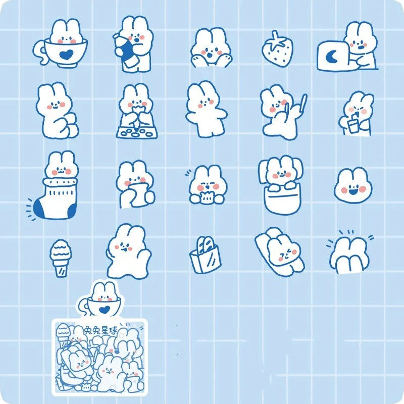 Morning foam PET sticker pack with 40 bear and animal decorative stickers in various styles on white background