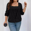 Women's solid colour V-neck long sleeve top with rib fabric texture and a false two-piece design.