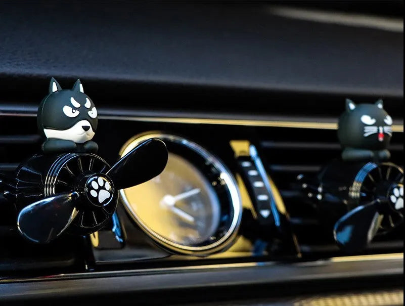 Black husky car air vent aromatherapy ornament with clip attachment