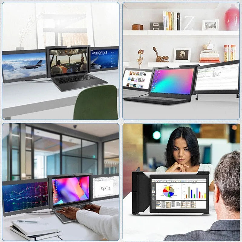 Black portable dual screen monitor with two 12.2-inch IPS 1920x1080 displays and USB-C HDMI inputs