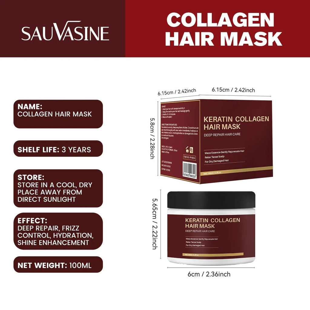 100ml collagen hair mask for moisturising and repairing treatment