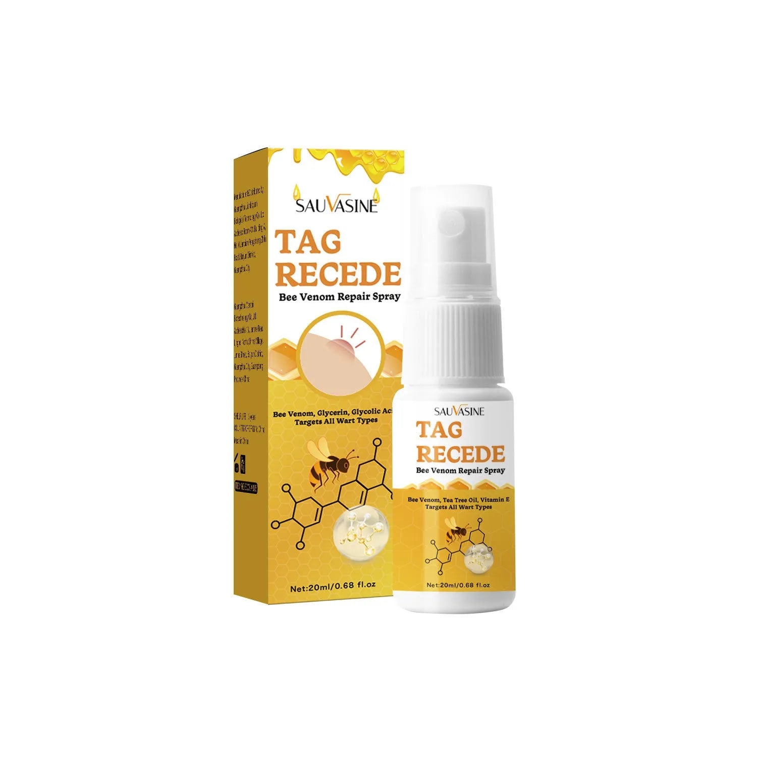 20 ml bottle of Bee Wart Spray cream with applicator for skin bumps and moles