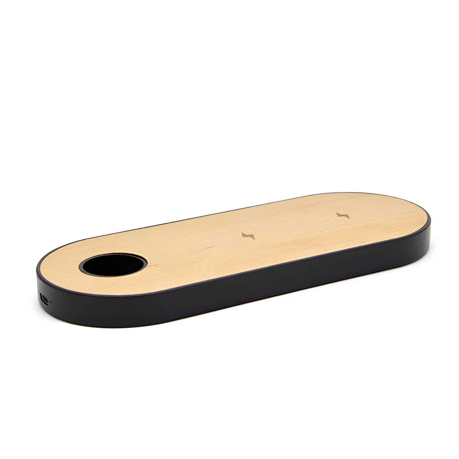 Wooden wireless charging pad made from natural bamboo with beech or walnut wood finish
