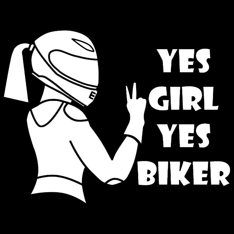 Cool Girl Rider character car decorative waterproof sticker in black, white, and laser colours