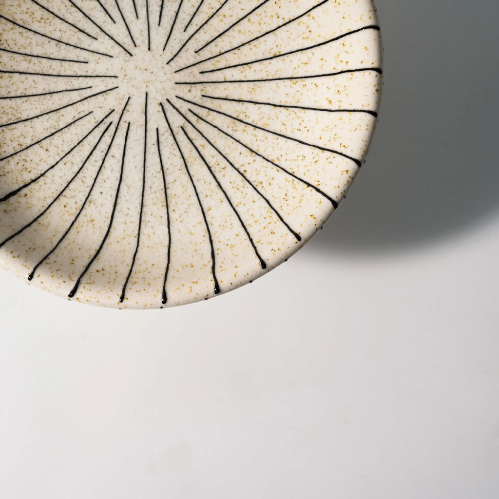 Black and white striped retro fruit design synthetic resin dessert plate.