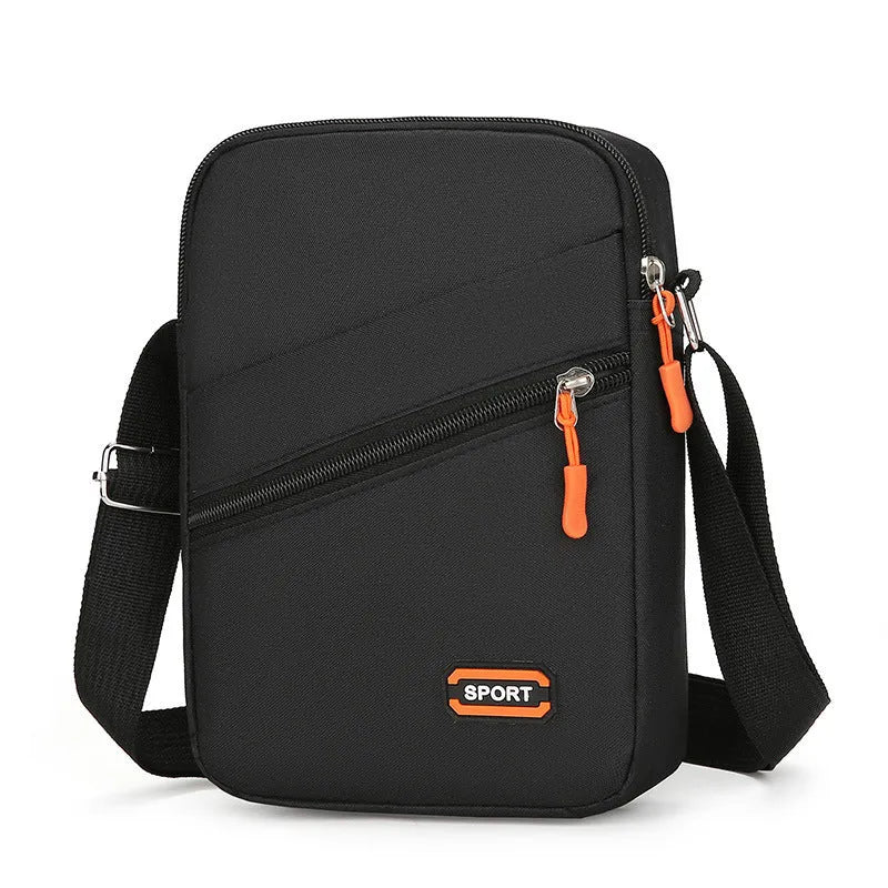 Oxford cloth crossbody commuter bag with contrast colour detailing in silver grey colour option