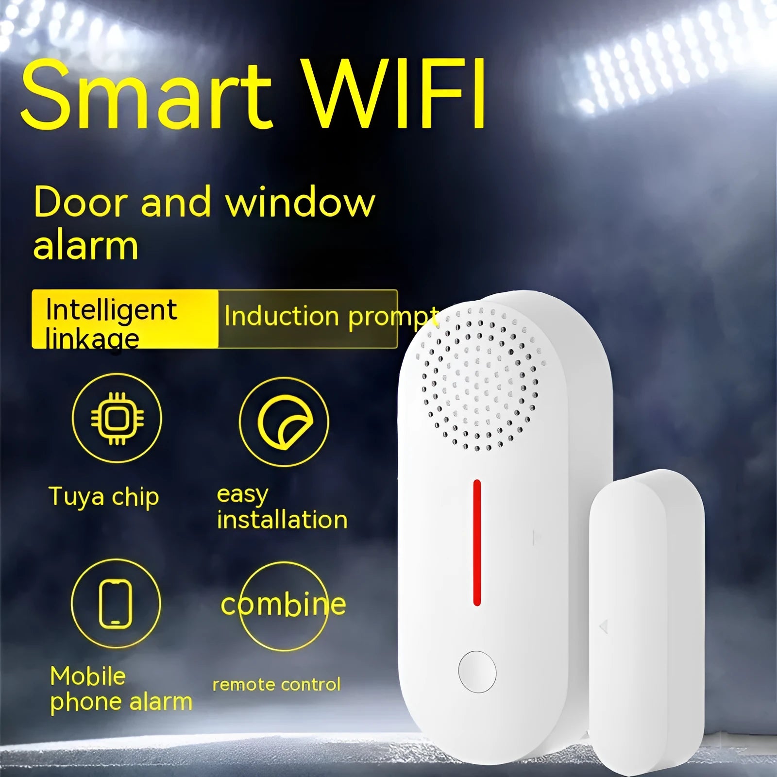 WiFi door magnetic sensor alarm device for smart home security with sound and light alerts
