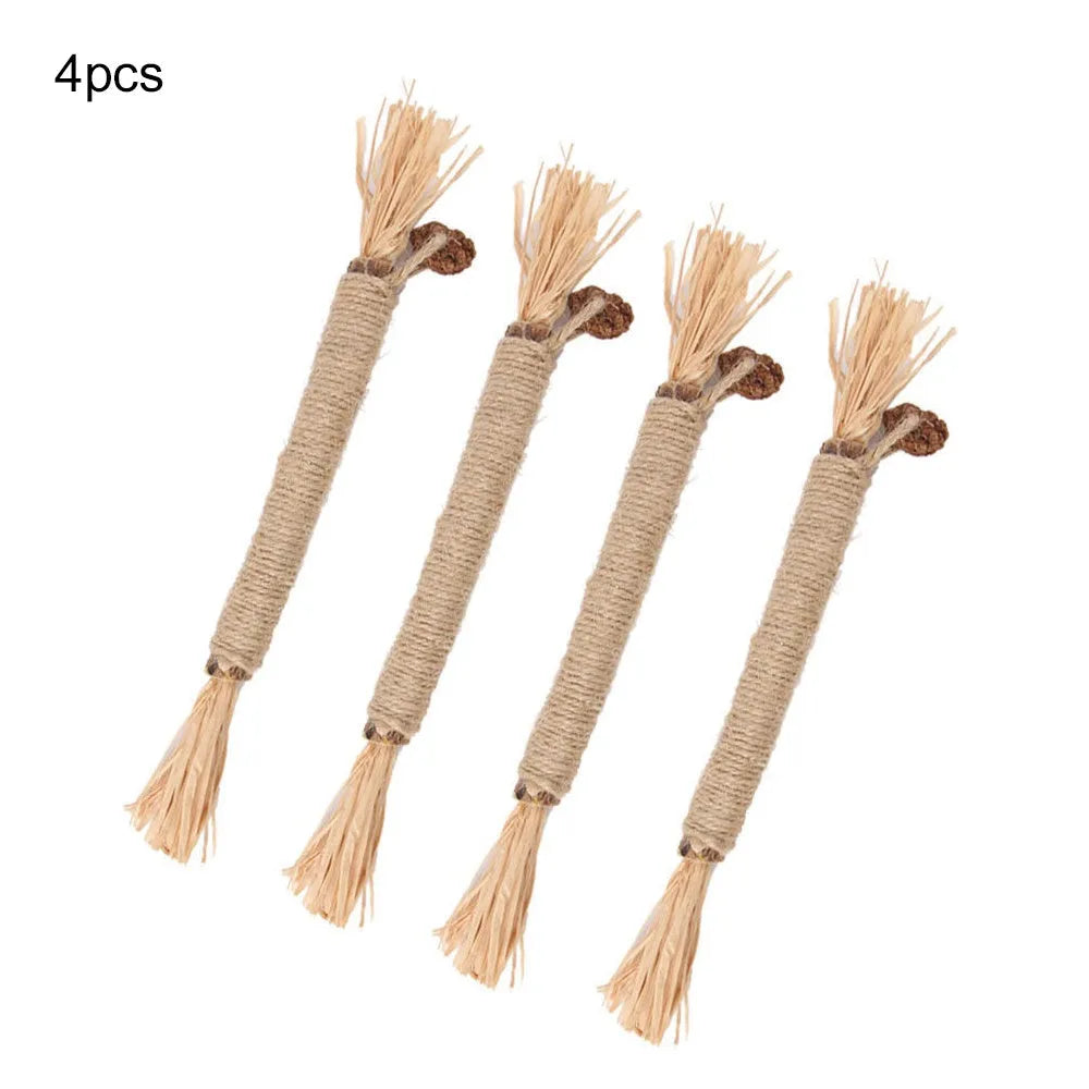 3 pack natural silvervine cat chew sticks with sisal rope for dental care
