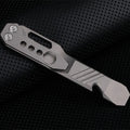 Titanium alloy multi-function crowbar tool with bottle opener in gun grey or stone wash finish