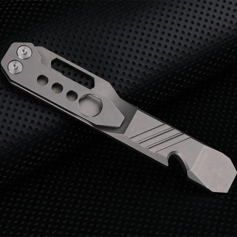 Titanium alloy multi-function crowbar tool with bottle opener in gun grey or stone wash finish