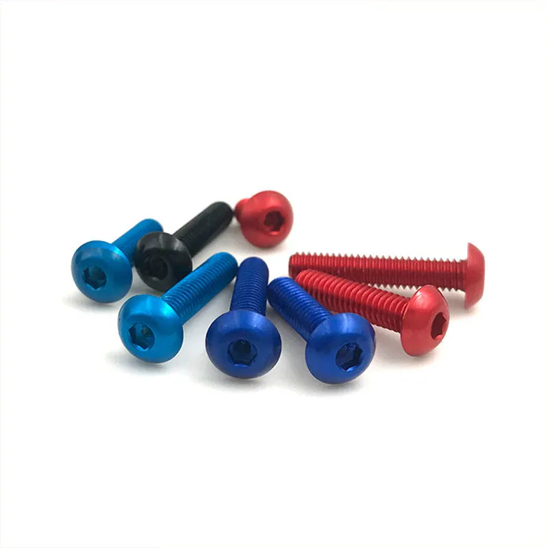 M3 8mm aluminium alloy semicircle head hexagon colour screws in pink and light blue