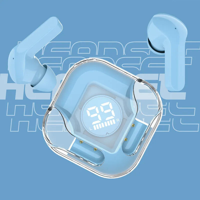 Bluetooth wireless TWS in-ear headphones in five colour options showing Black, Blue, Green, Pink, and White variants