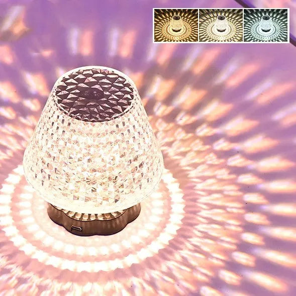 Crystal decorative table lamp with touch sensor base and LED lighting