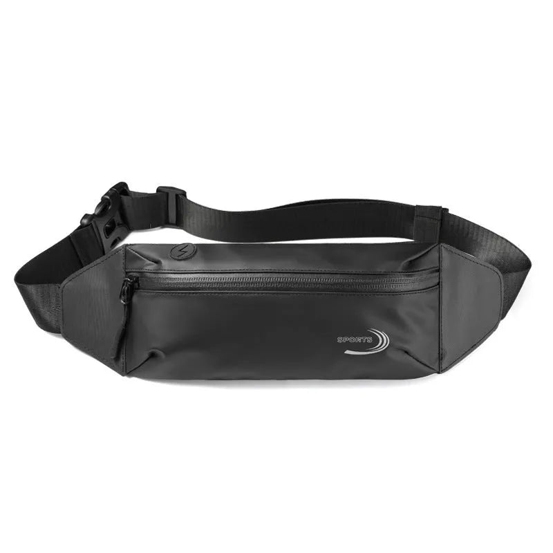 Men's blue waterproof Derm Oxford polyester sports waist bag with adjustable strap.