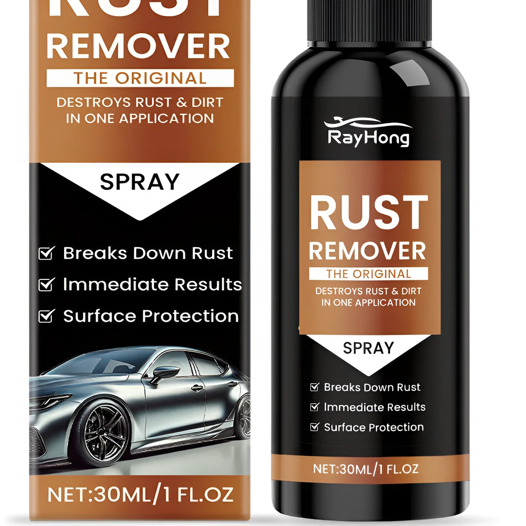Sticky residue remover 30ml spray bottle on a table against a white background