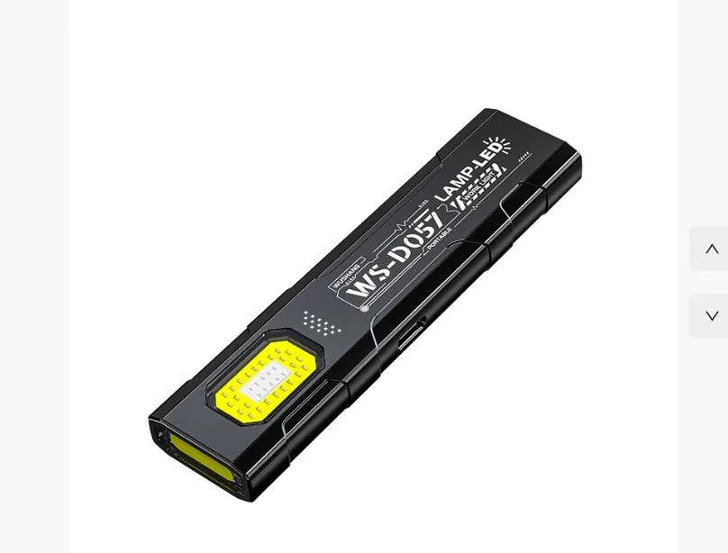 Black mini-portable work light with geometric stereo design and multi-gear brightness control
