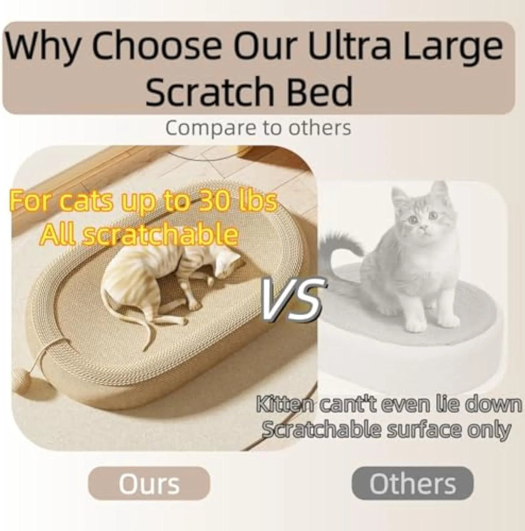 Large natural sisal cat scratching board with lounge platform for cats