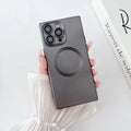 Solid colour TPU magnetic phone case for Apple iPhone 12-15 series with built-in magnet, black colour