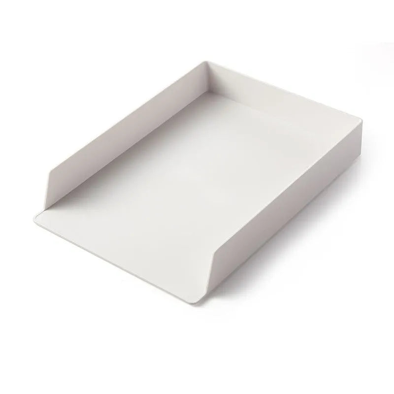 White PP plastic A4 document storage file box holder with three size options on a plain background