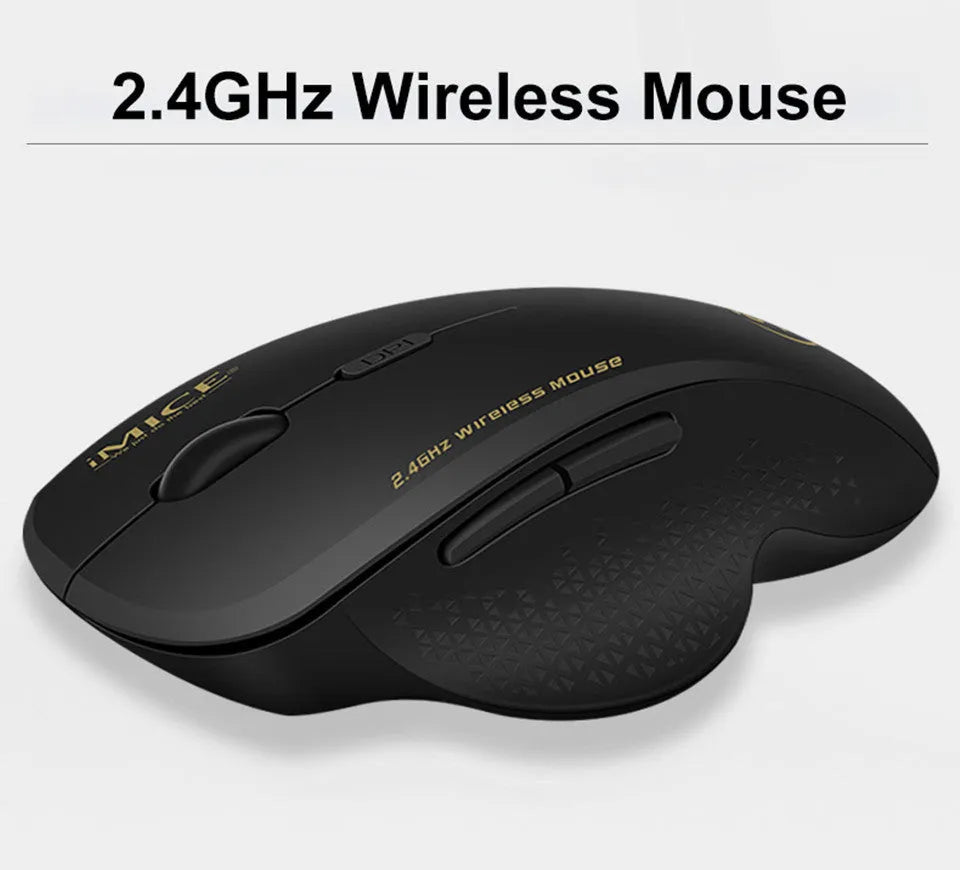 2.4G wireless 6-button gaming mouse in black iron grey with USB receiver, 113x80x48mm