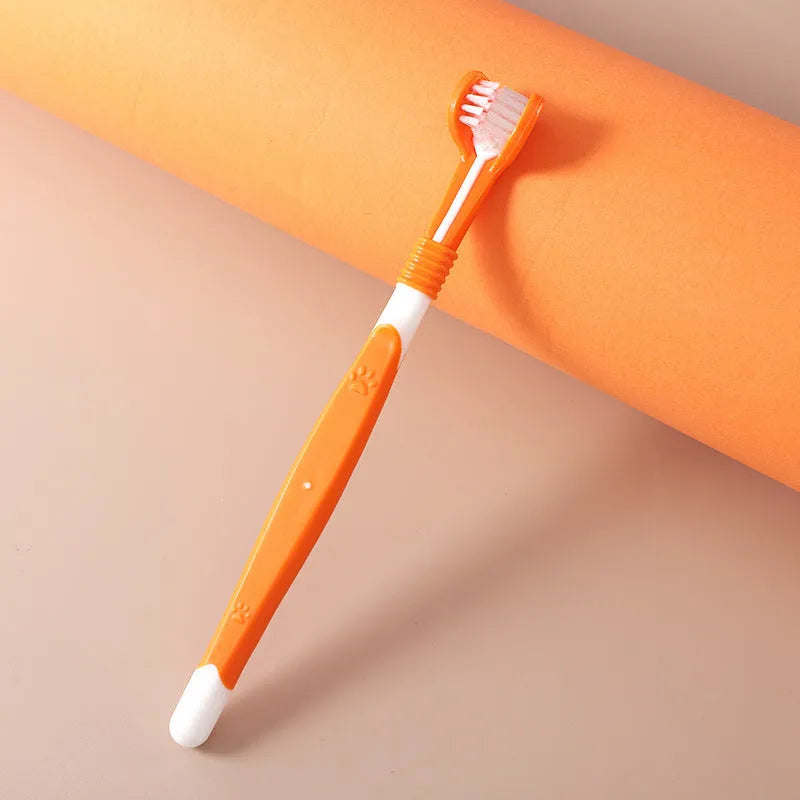 Plastic and nylon pet toothbrush for dogs and cats in multiple colour options