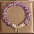 Colorful crystal bracelet for women, snowflake design, metal, white colour option, light luxury style