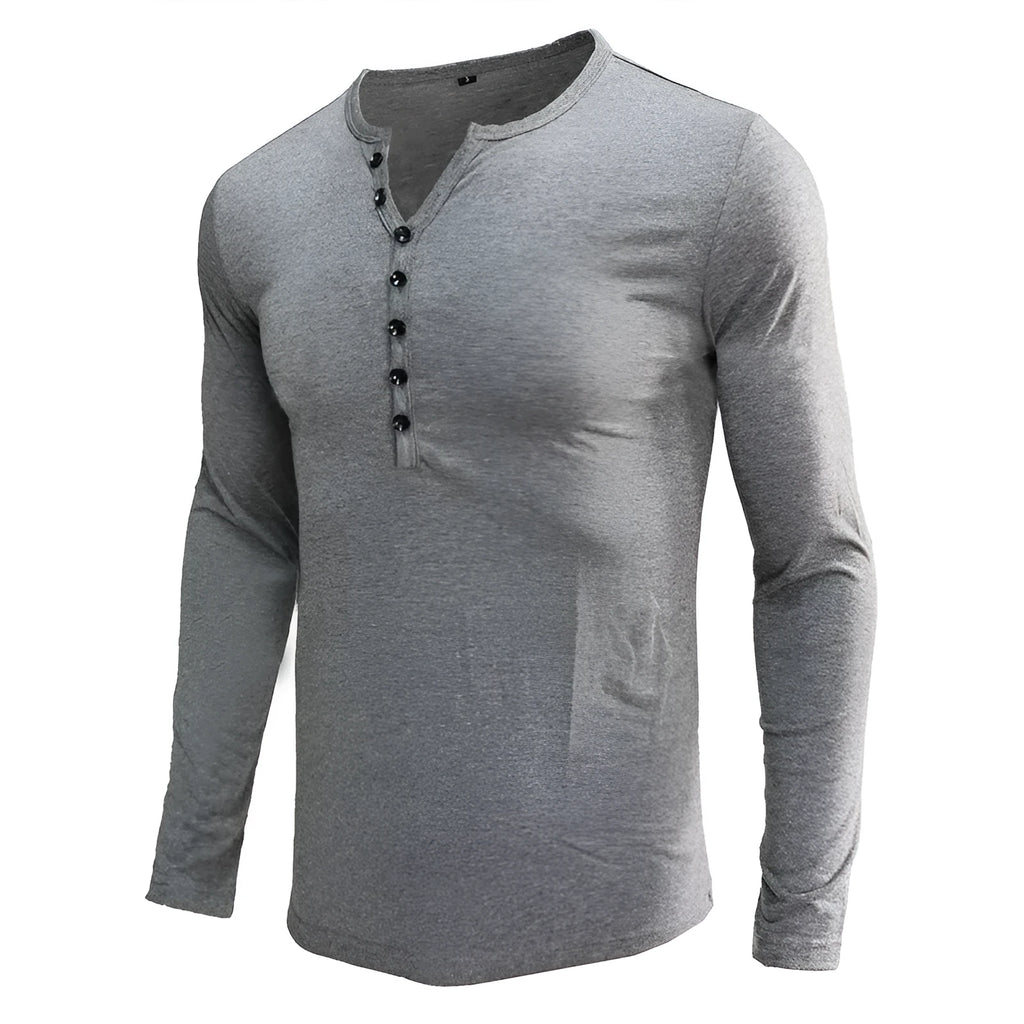 Men's cotton blend long sleeve t-shirt in solid colour with European and American sizing