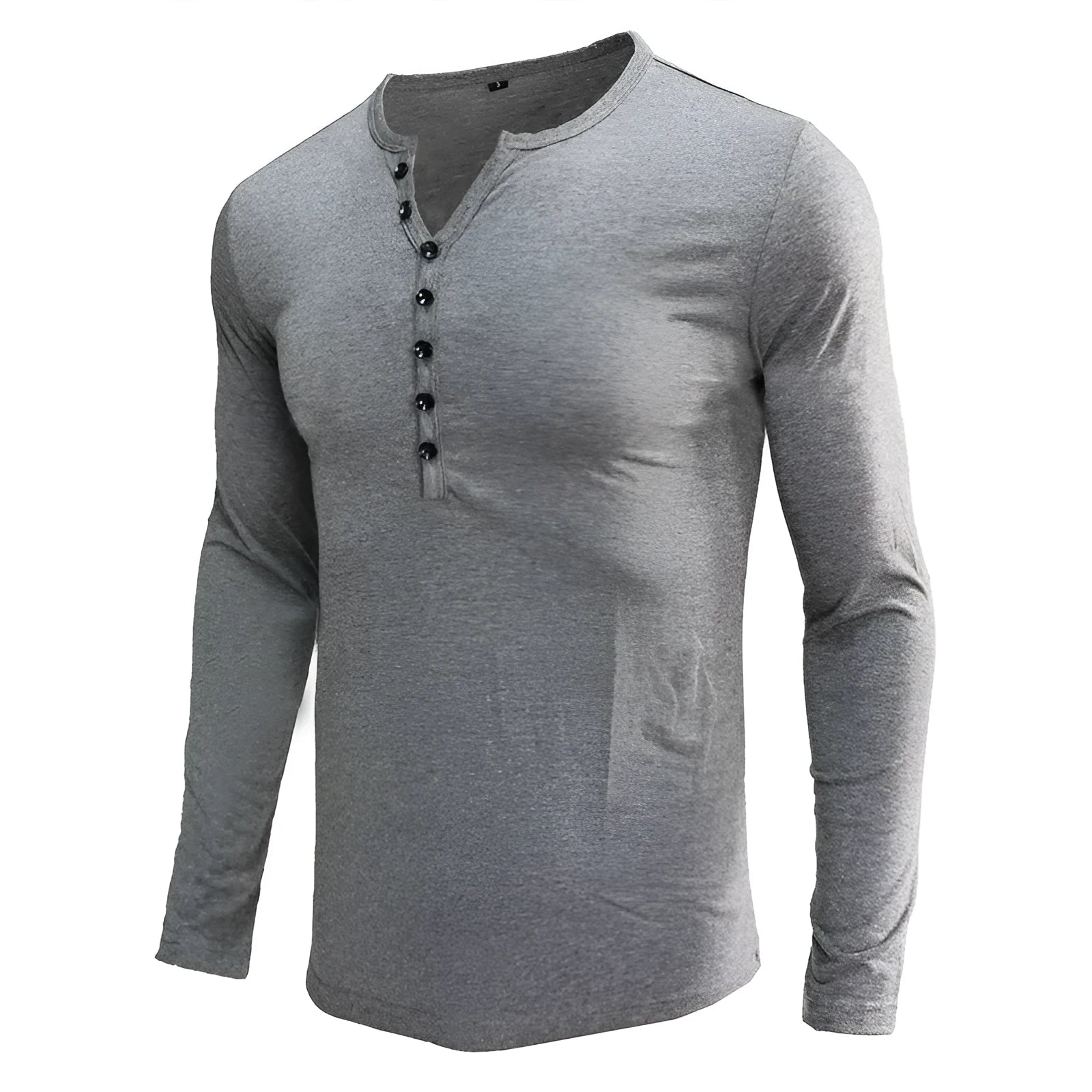Men's cotton blend long sleeve t-shirt in solid colour with European and American sizing