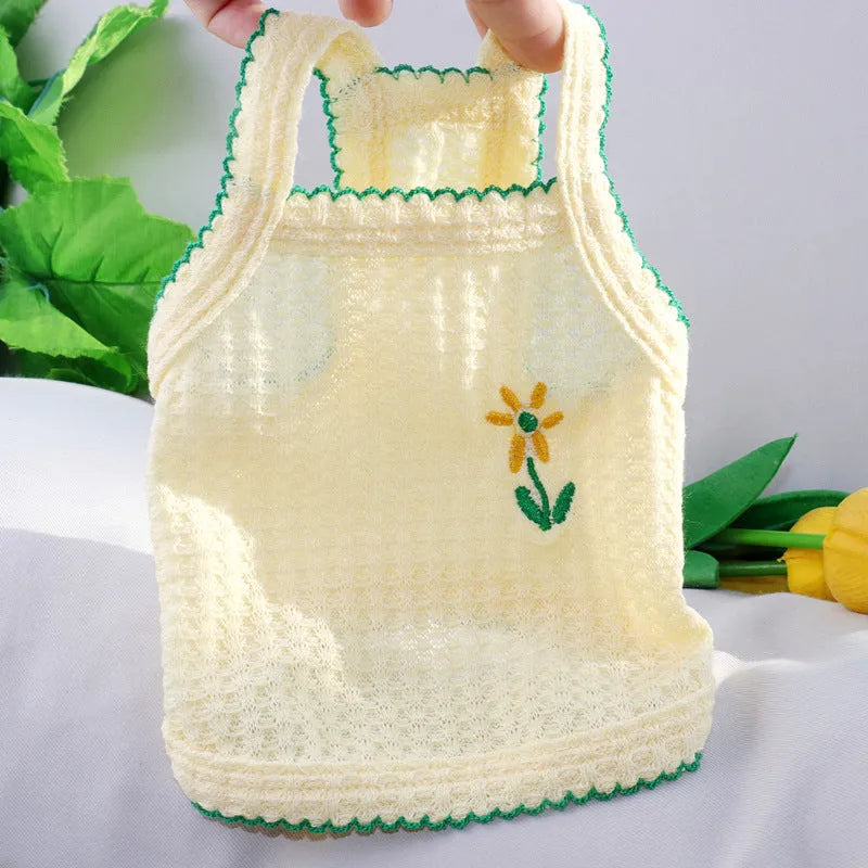 Cartoon pet vest for small dogs and cats in yellow