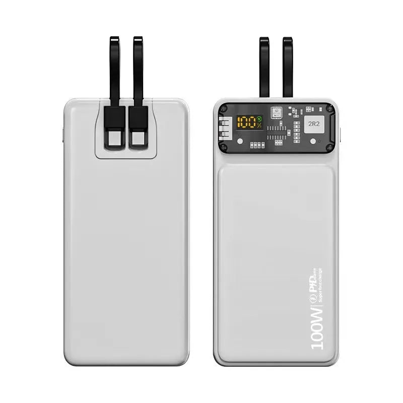 66W super fast charge power bank 20000mAh in black with built-in data cable