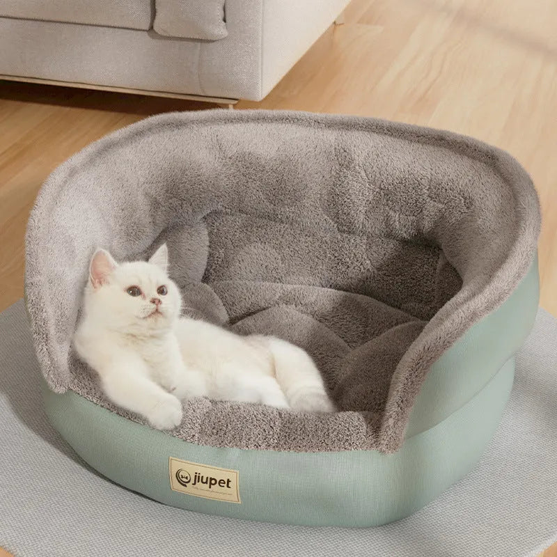 Four seasons universal sofa dog kennel in green with matching blanket, cloth material, M size