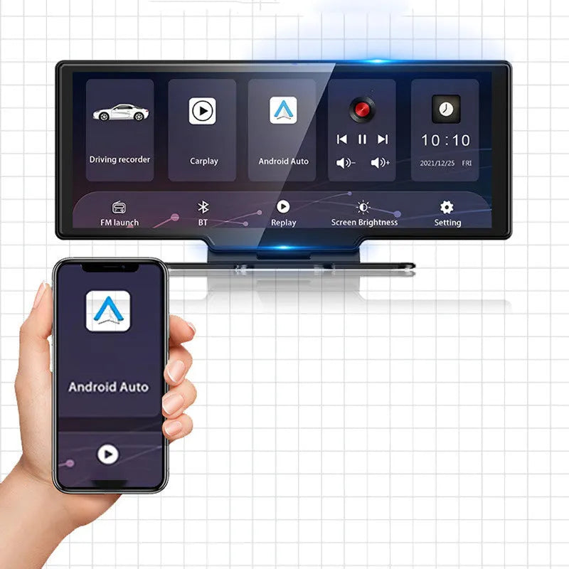 2.5K high-definition dash cam with 11-inch screen and voice control in black