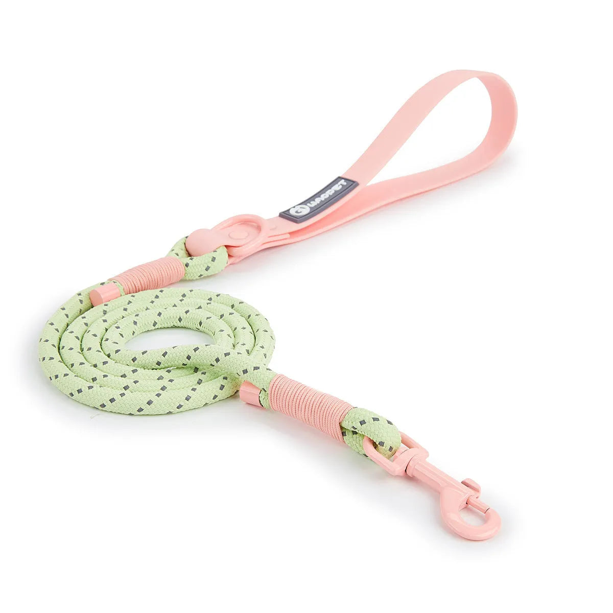 Solid colour PVC dog hand holding rope leash in dark red purple yellow or taoyao green options