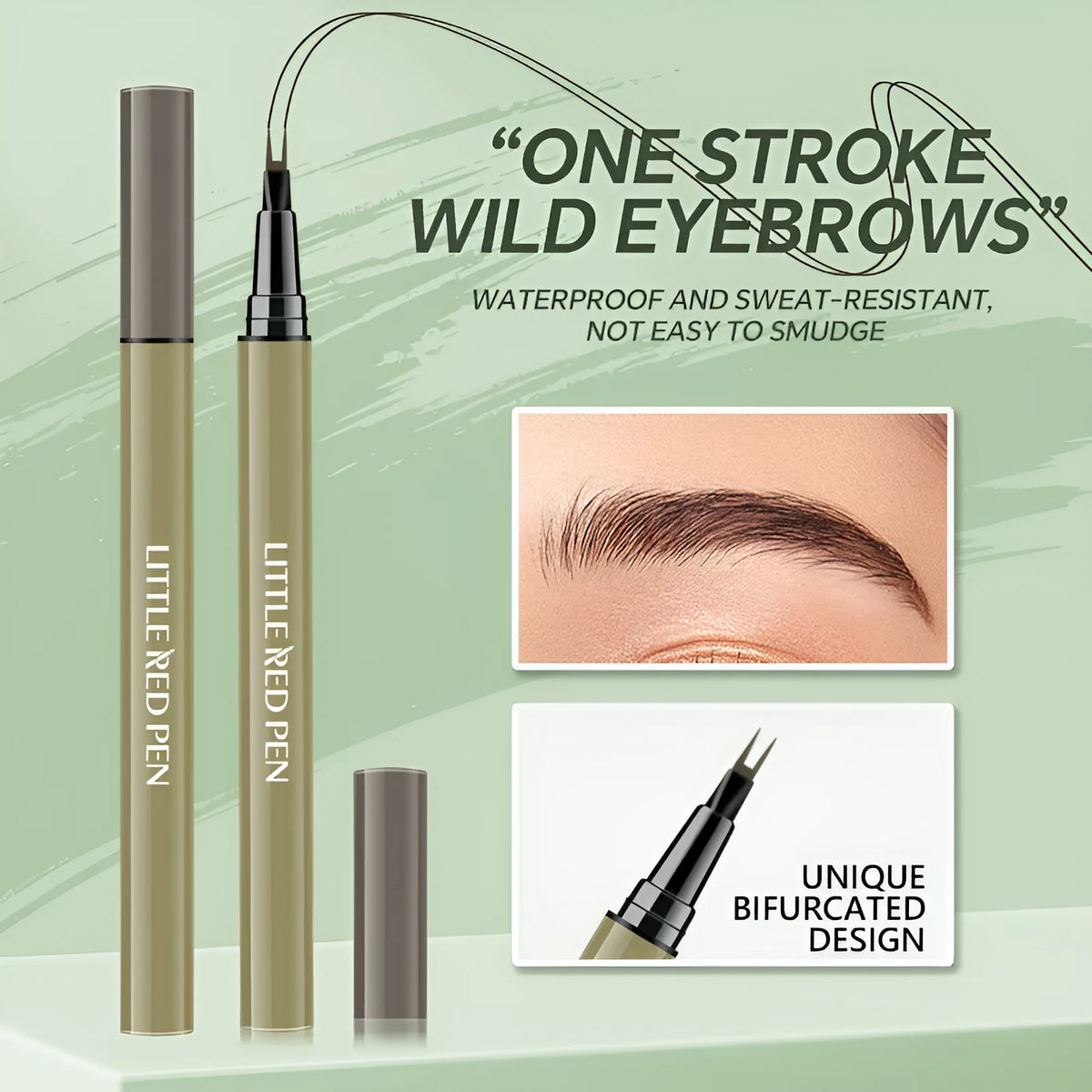 Two fork waterproof eyebrow pencil and liquid eyeliner pen in black and brown shades for precise brows