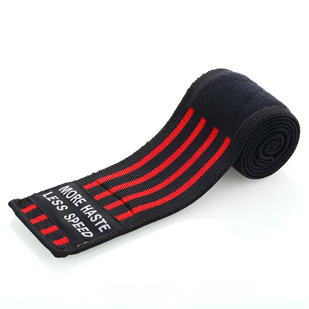 Blue adjustable nylon weightlifting wristband for gym training with elastic support
