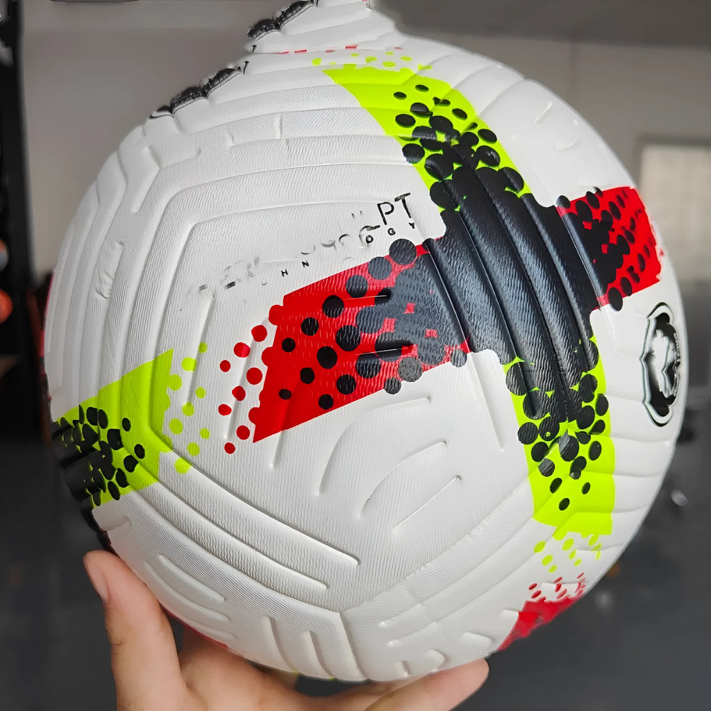 Fluorescent green Size 5 football with seamless construction for training and multi-sport use