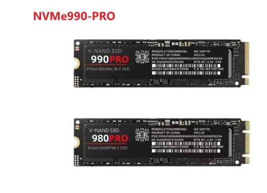 Samsung 990 PRO NVMe M.2 2280 PCI-E internal solid state drive on a dark surface