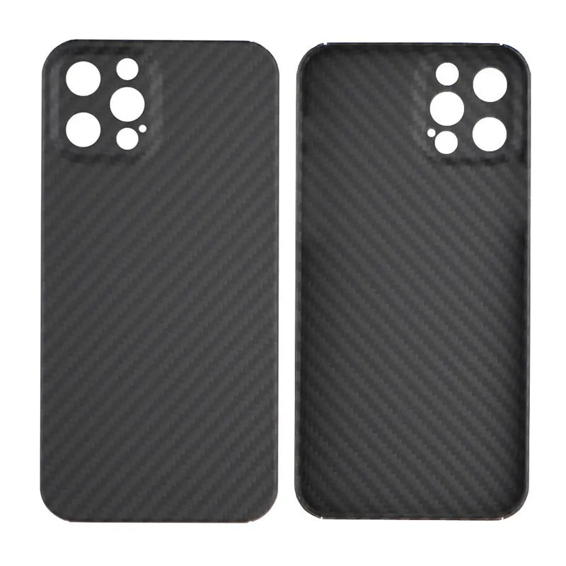 Slim Kevlar fibre iPhone back case with stripe detail and textured black finish.