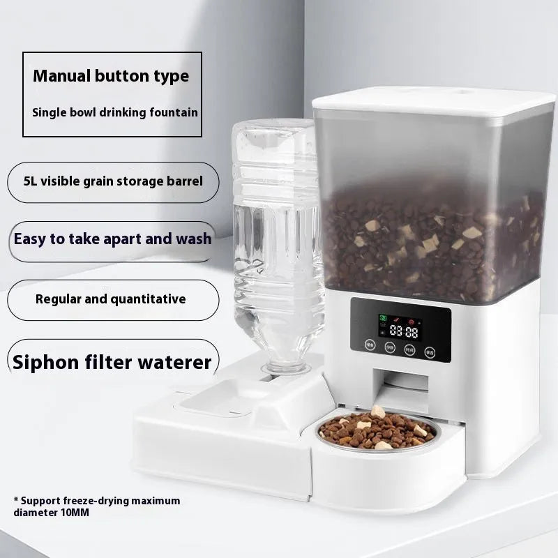 5 litre stainless steel single bowl pet intelligent feeder with multiple smart control model options