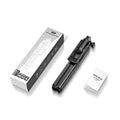 Bluetooth selfie stick S03 in Black with aluminium alloy arm and plastic handle, includes remote control