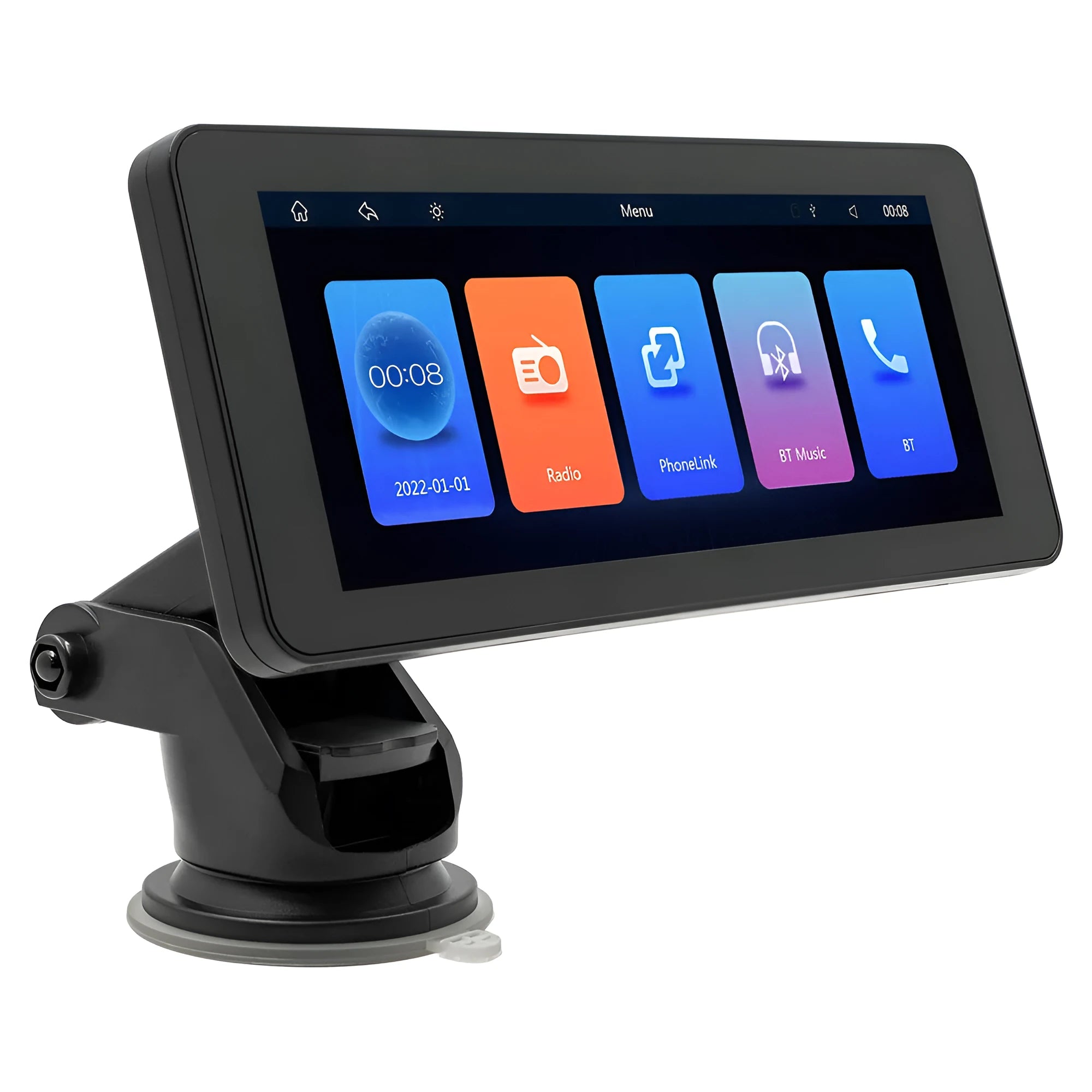 Portable wireless car video player with 6.86-inch IPS screen mounted in vehicle