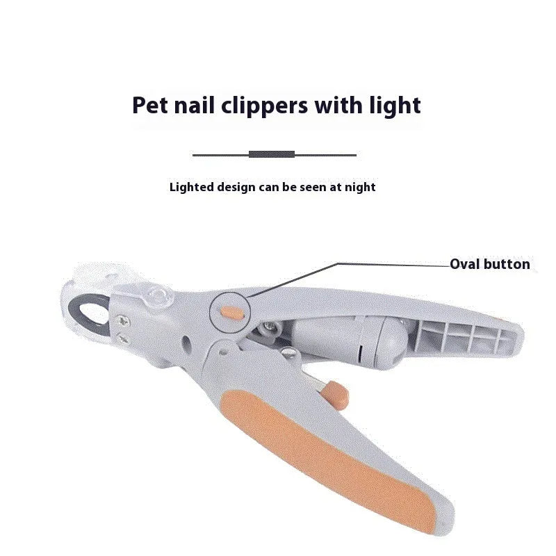 LED dog nail clipper with blood line indicator showing ABS plastic construction