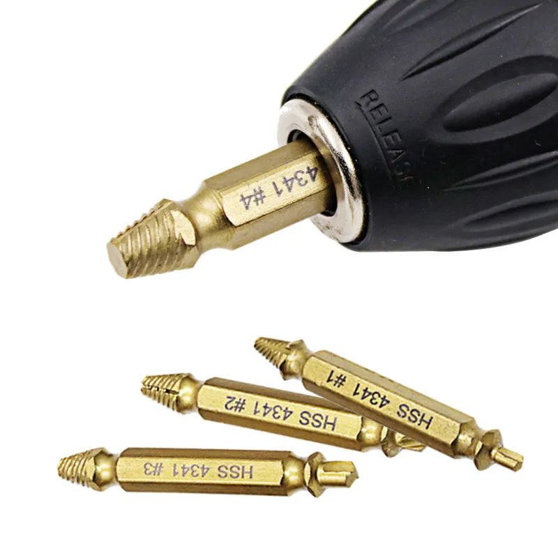 4341 high-speed steel screw extractor set for removing damaged screws